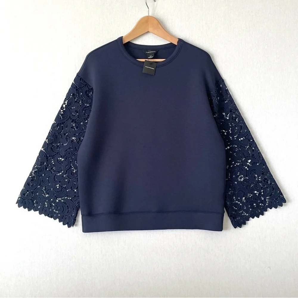 Club Monaco Sweatshirt with Lace Sleeves - Picture 2 of 6